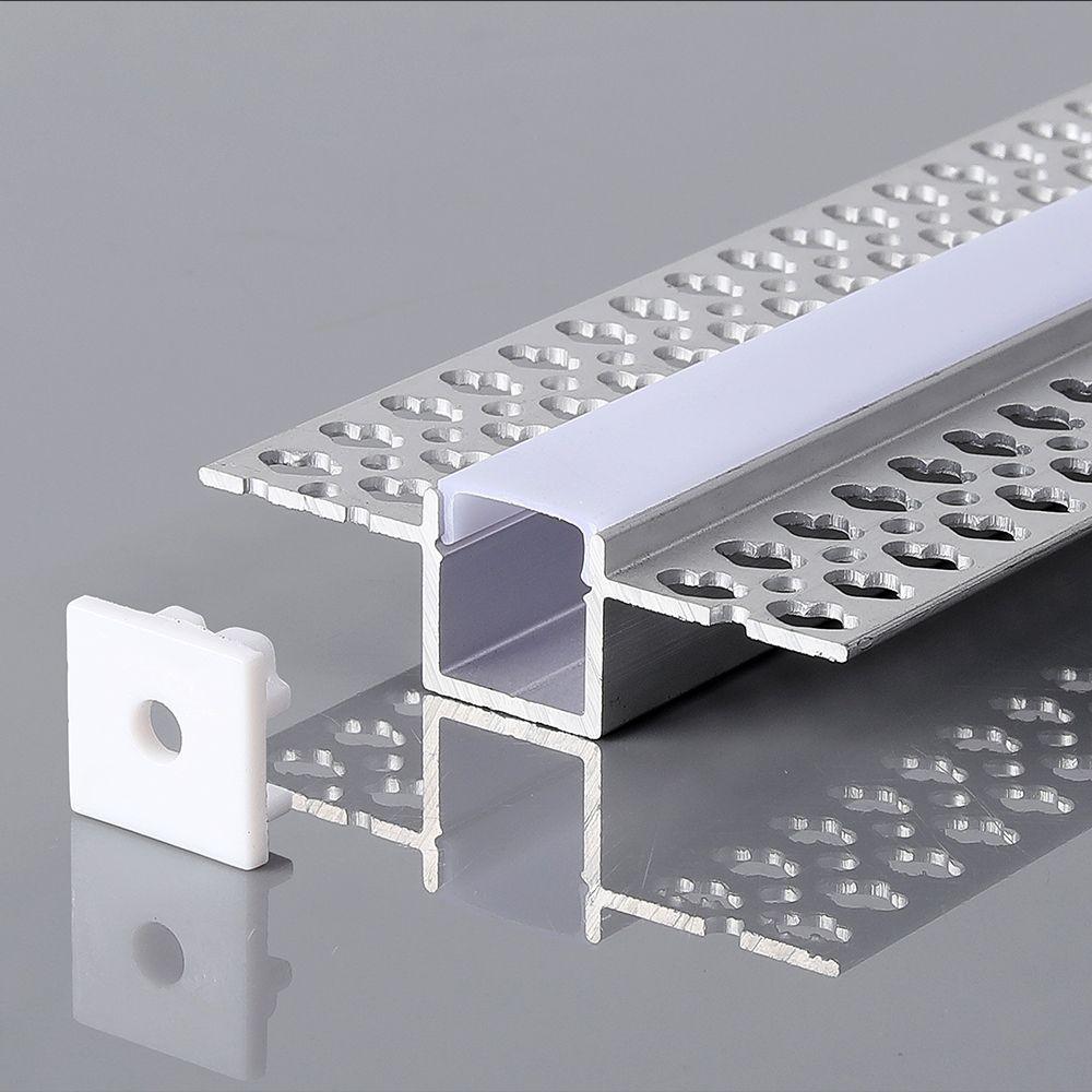 Profil Aluminiowy do paska LED wpuszczany do zabudowy karton gips, 2000x55x15mm, Klosz: Mleczny, Kolor: Aluminium, VTAC, SKU 23173