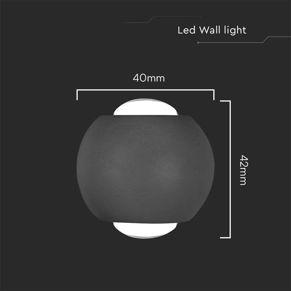 2W Oprawa COB Downlight LED, Barwa: 3000K, Obudowa: Czarna , VTAC, SKU 10584