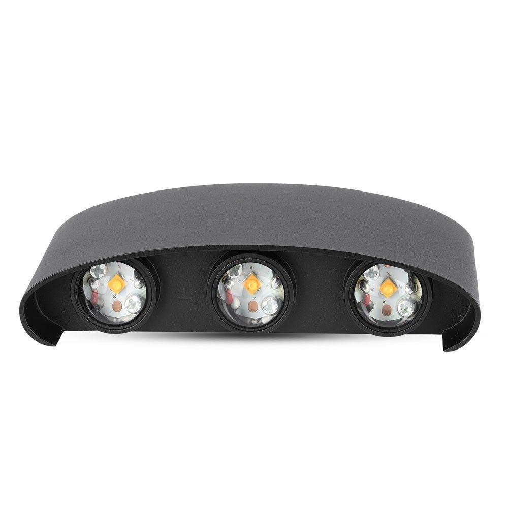 6W Lampa ścienna LED, Barwa:3000K, Obudowa: Czarny, VTAC, SKU 8615