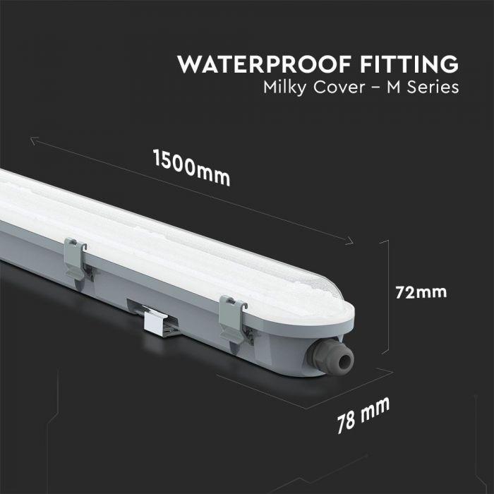 VT-150048 48W LED WATERPROOF FITTING 150CM SAMSUNG CHIP-MILKY COVER 6400K