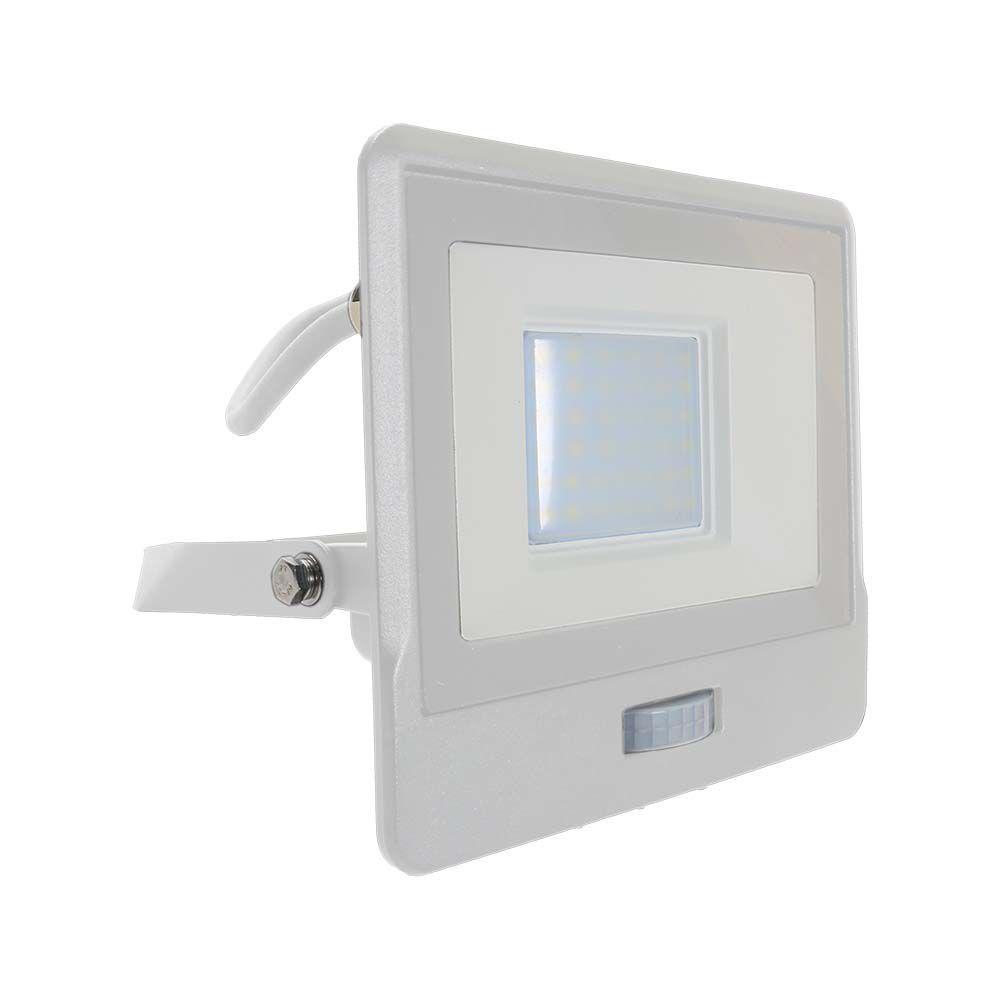 VT-138S-1 30W PIR SENSOR FLOODLIGHT SAMSUNG CHIP & 1M CABLE 6500K WHITE BODY