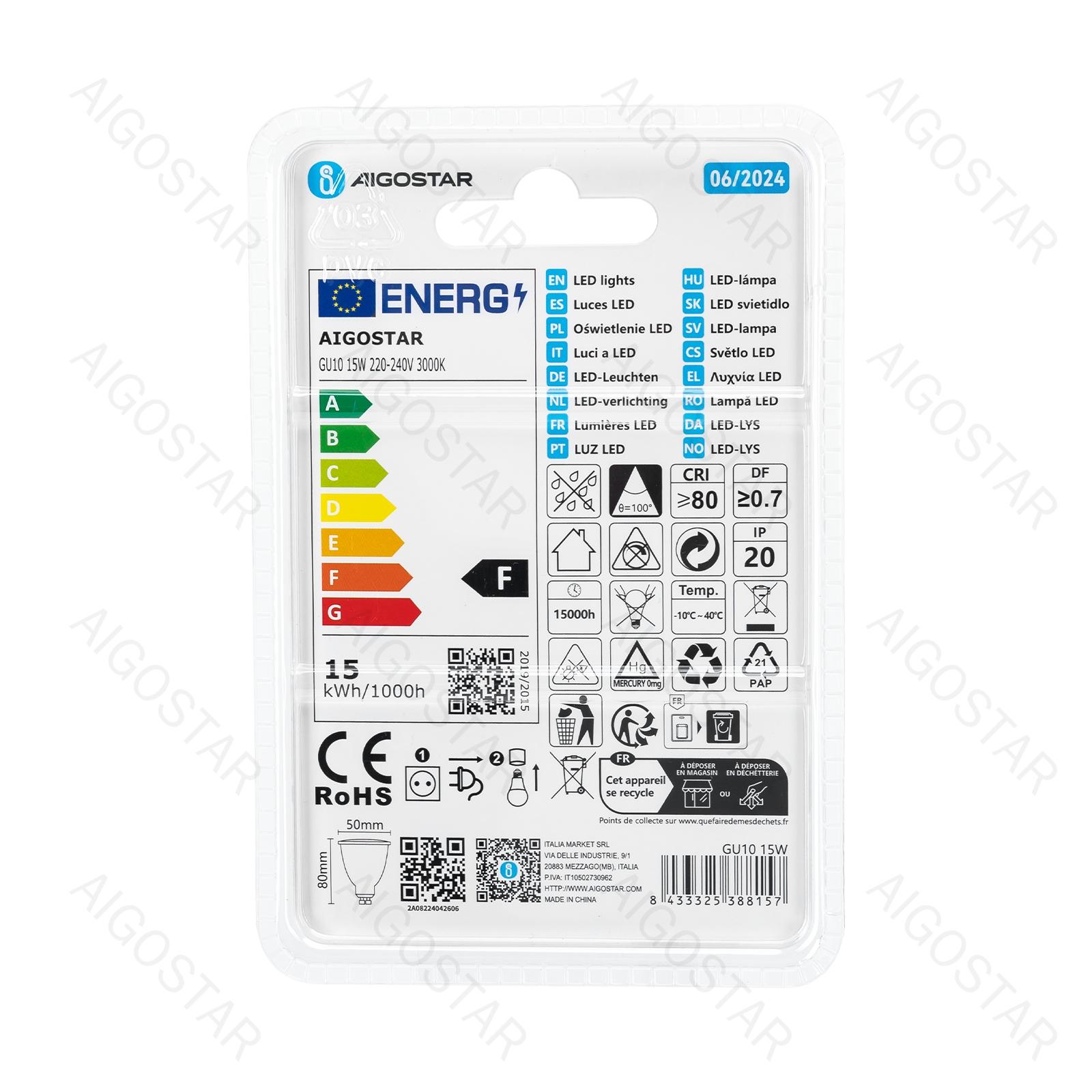 LED A5 GU10 15W 3000K