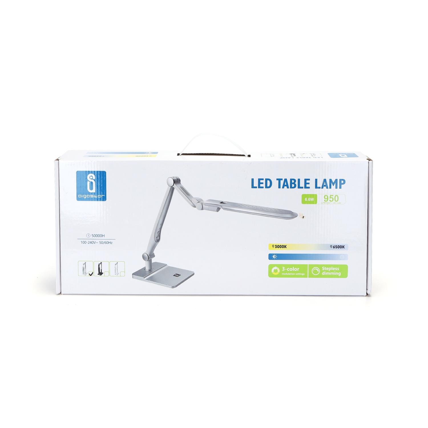 Lampa Stołowa LED Ściemnialna Srebrna 9W 3000-6500K(9W,3000K 6500K)