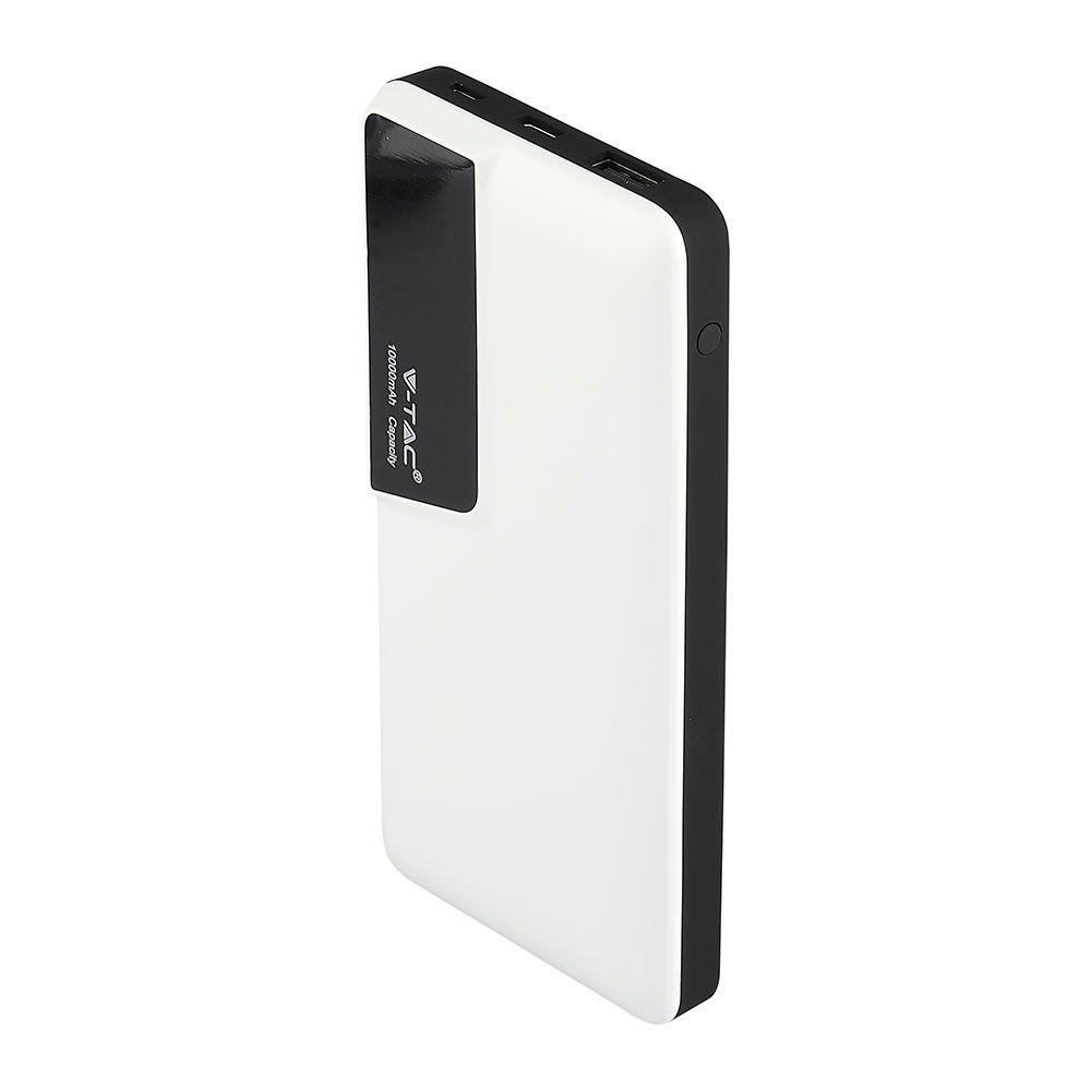 Power Bank, Litowo Polimerowy - 3.7V, 10000mAh, Biały, VTAC, SKU 8870