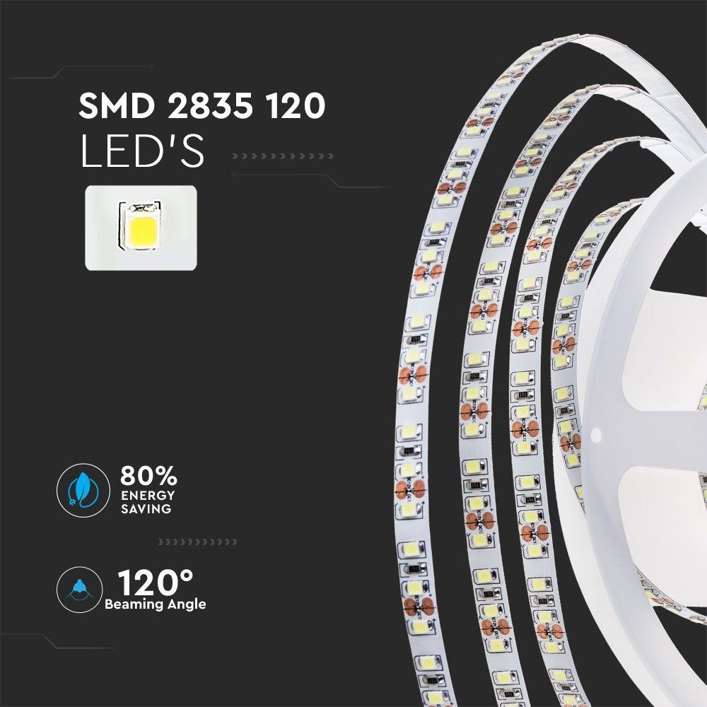 VT-2835-120 7.2W/M LED STRIP LIGHT 6000K IP20 24V DOUBLE PCB(10M/ROLL PRICE PER M)