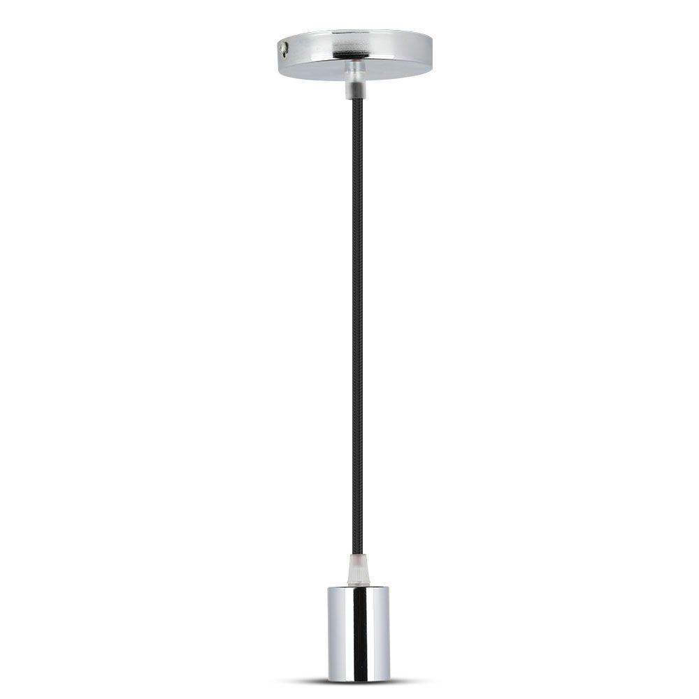 Lampa wisząca, oprawka chrom + przewód Czarny, VTAC, SKU 3782