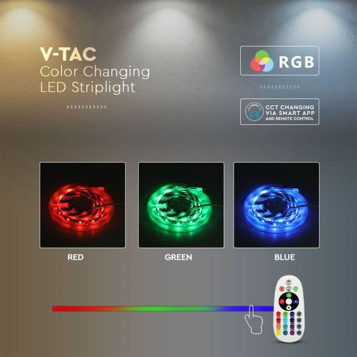 10W Zestaw Taśma LED z zasilaczem, Kompatybilny z Amazon Alexa i Google Home, Barwa: RGB+3w1, IP65 (EU Wtyczka), VTAC, SKU 2910