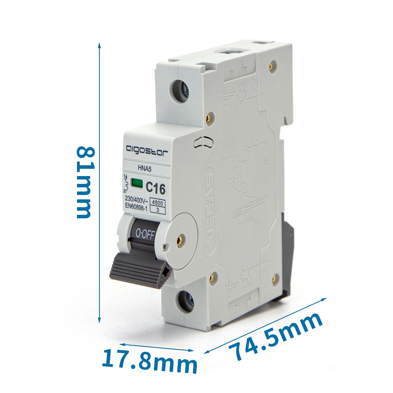 Miniature Circuit Breaker 1P 16A C CURVE Gray