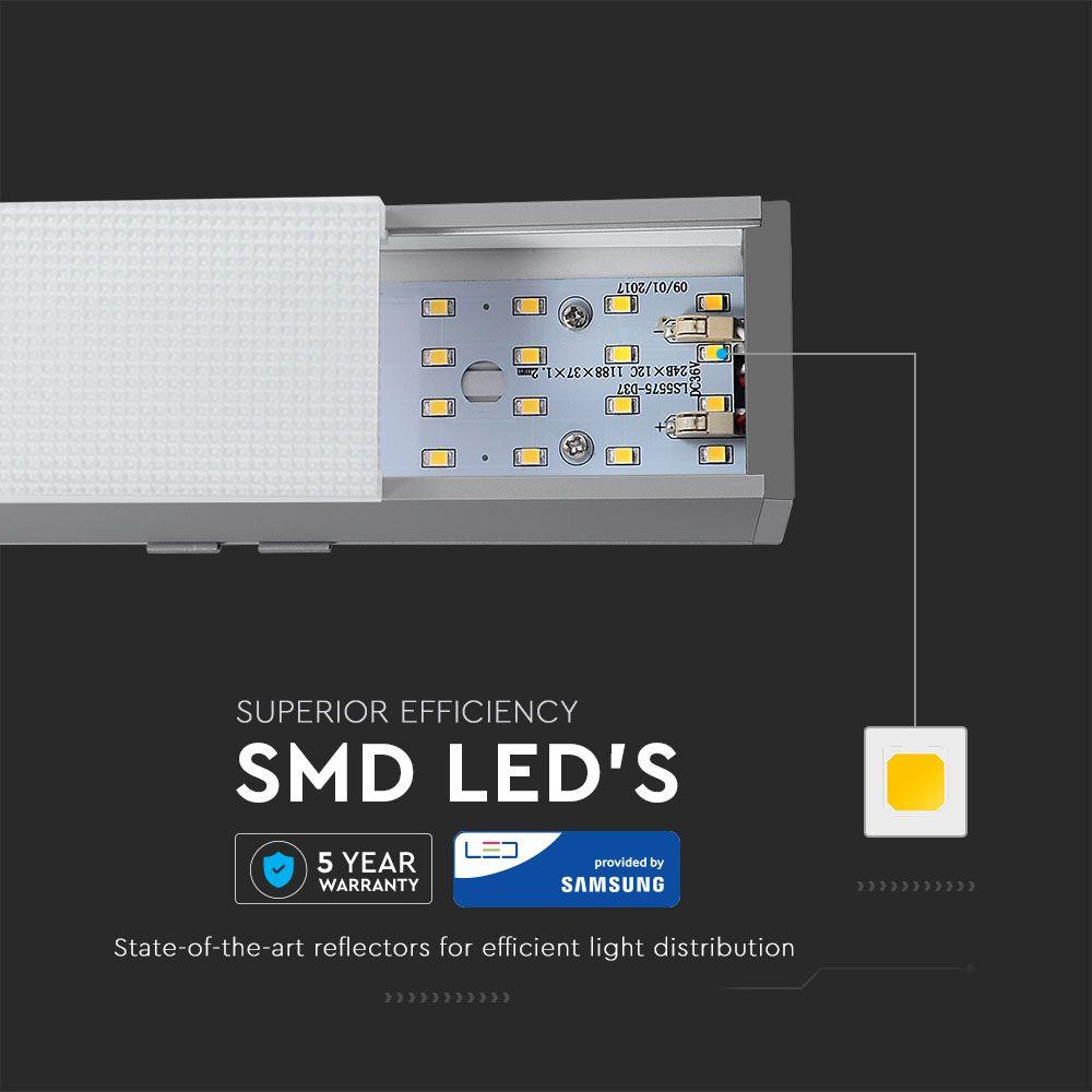 40W Lampa Liniowa LED, Chip SAMSUNG, Barwa:4000K, Obudowa: Srebrna, VTAC, SKU 384