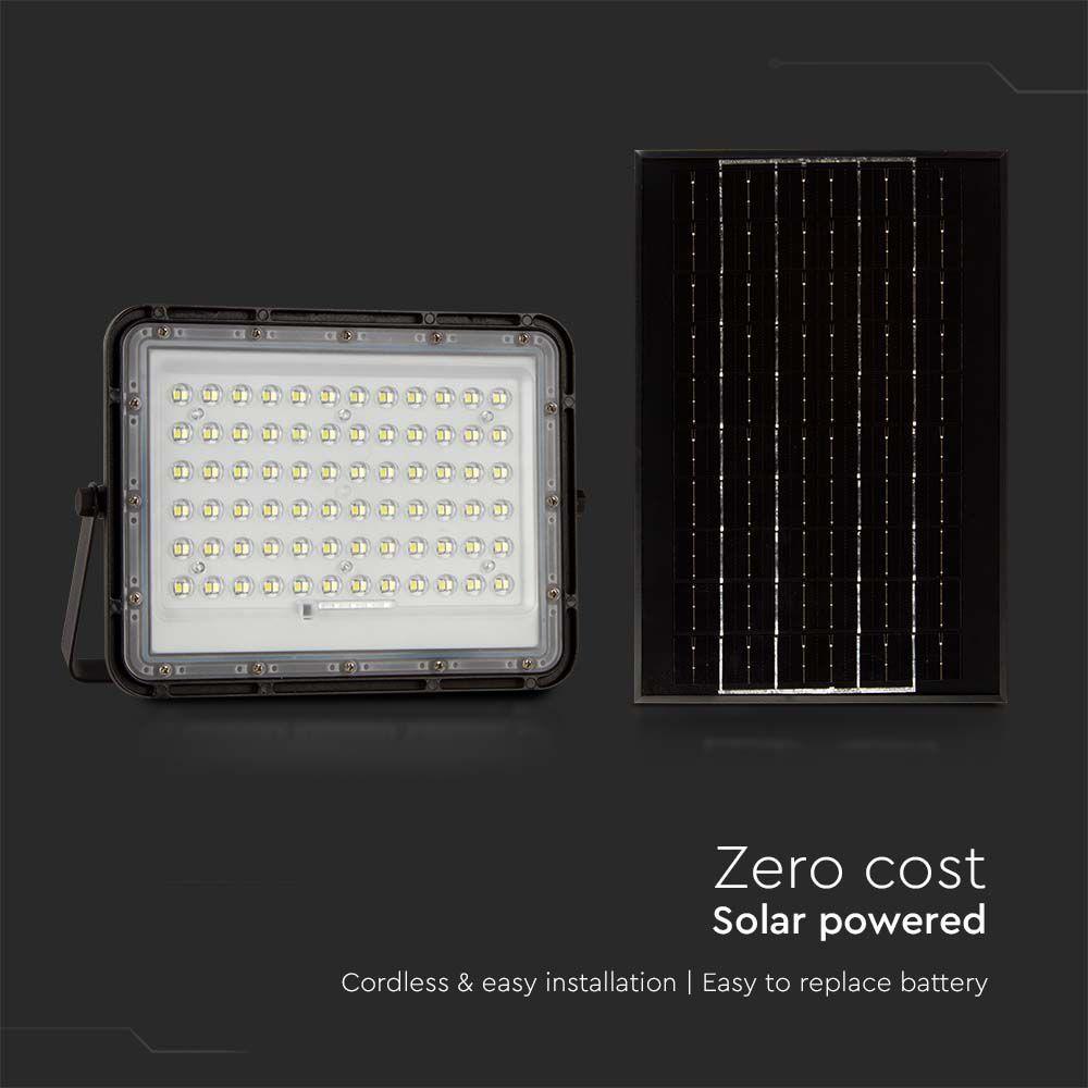 15W Solarny naświetlacz LED z czujnikiem zmierzchu, Panel z przewodem: 3m, Pilot, Bateria 12000mAh/ Barwa:6400K, Obudowa: Czarna, VTAC, SKU 7825