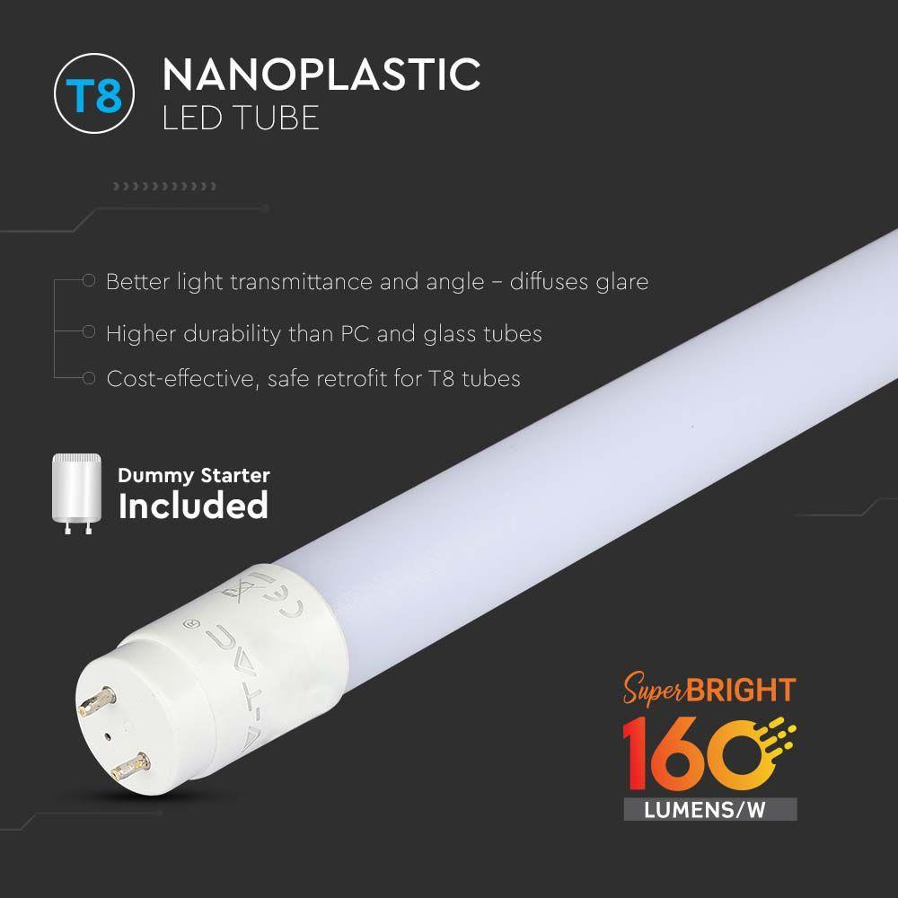 VT-1612 12W T8 LED PLASTIC TUBE NON ROTATABLE 120CM 6500K G13 160LM/W