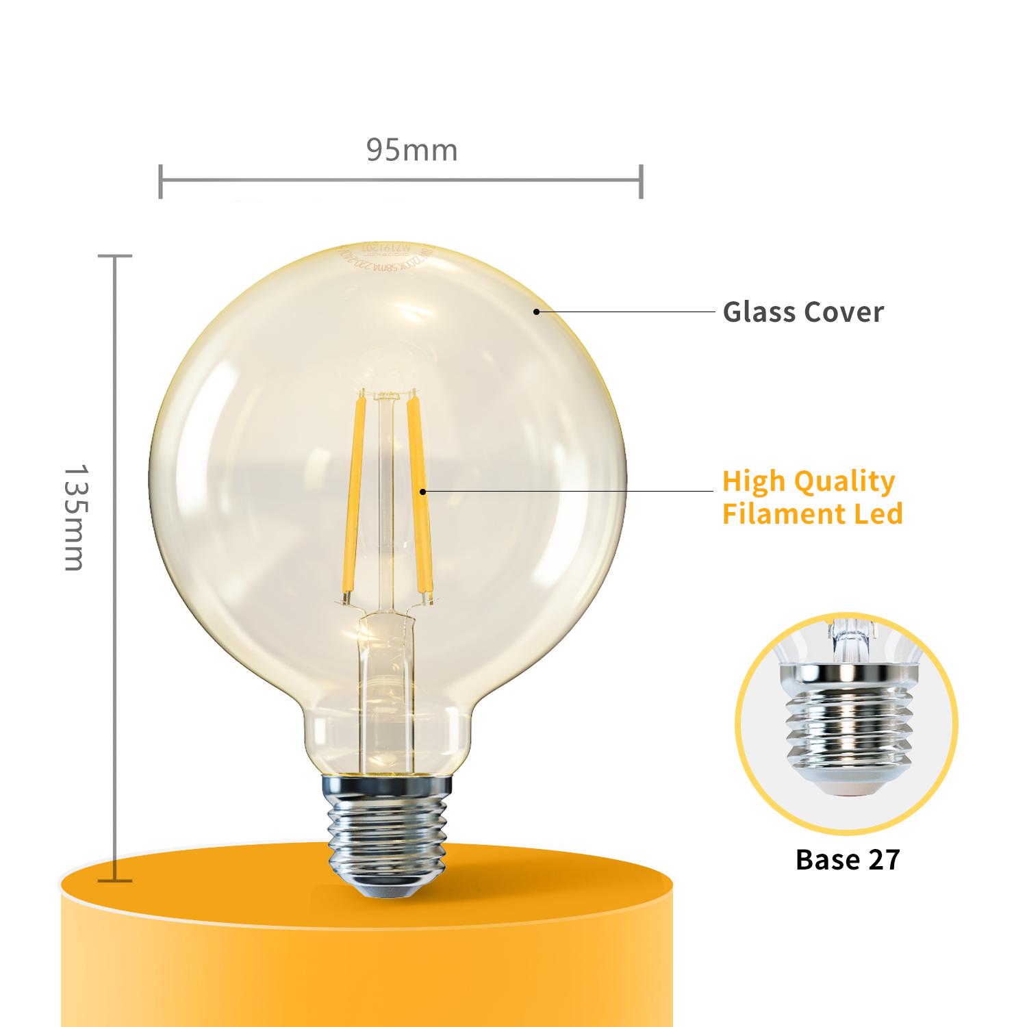 LED Filament Bulb (Amber) G95 E27 4W