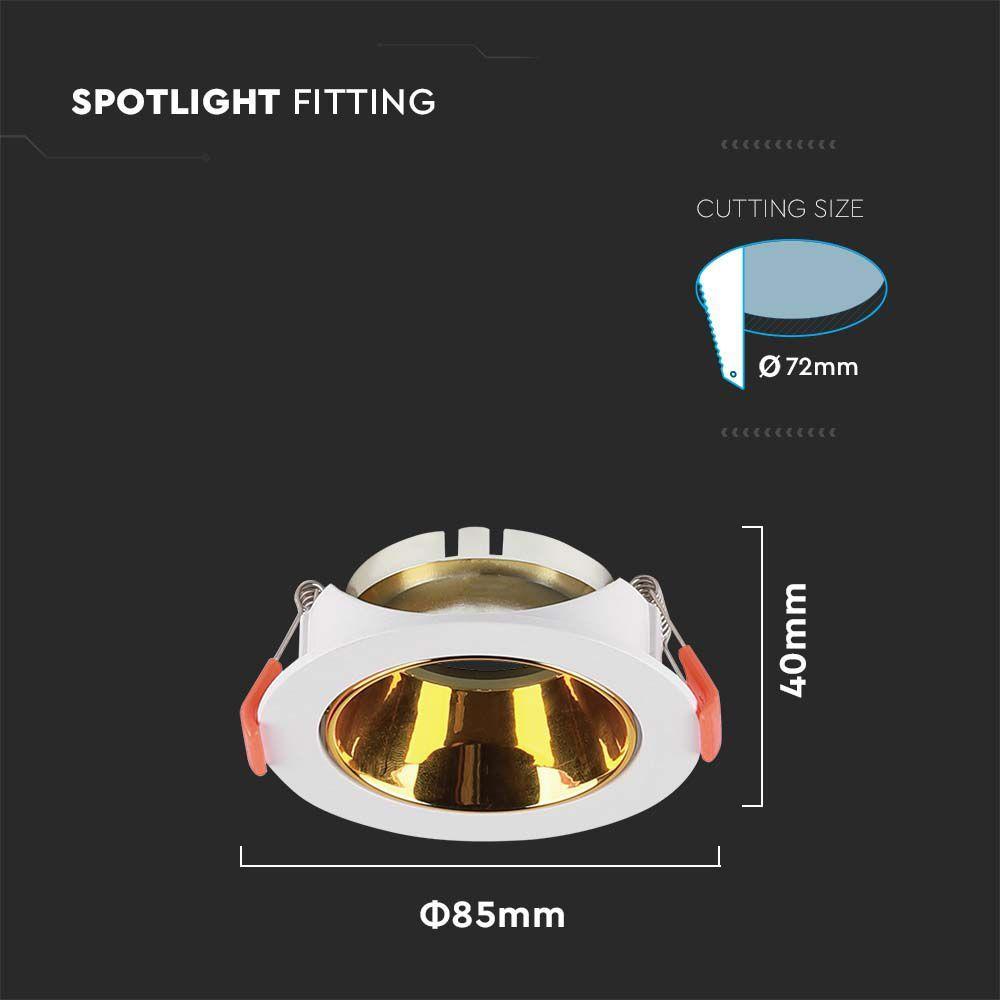 VT-931 GU10 FITTING ROUND WHITE FRAME+GOLD REFLECTOR