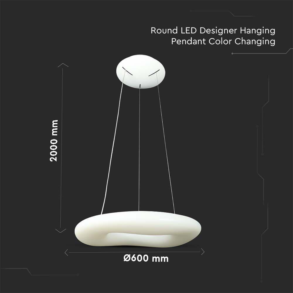 VT-7605 36W ROUND LED DESIGNER HANGING PENDANT COLOR CHANGING 600x2000 DIMMABLE WHITE