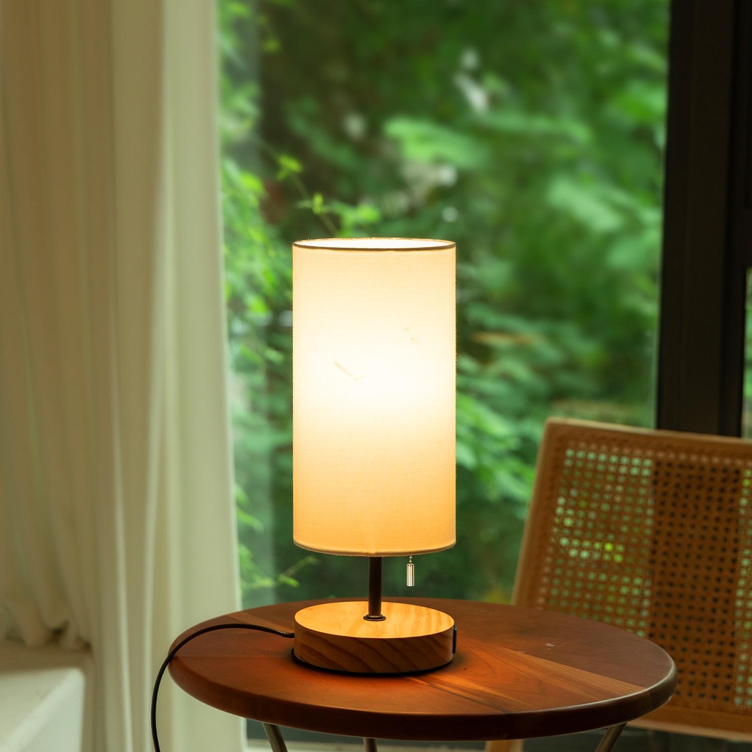 Wooden Table Lamp USB*2 (Without Light Source) E27