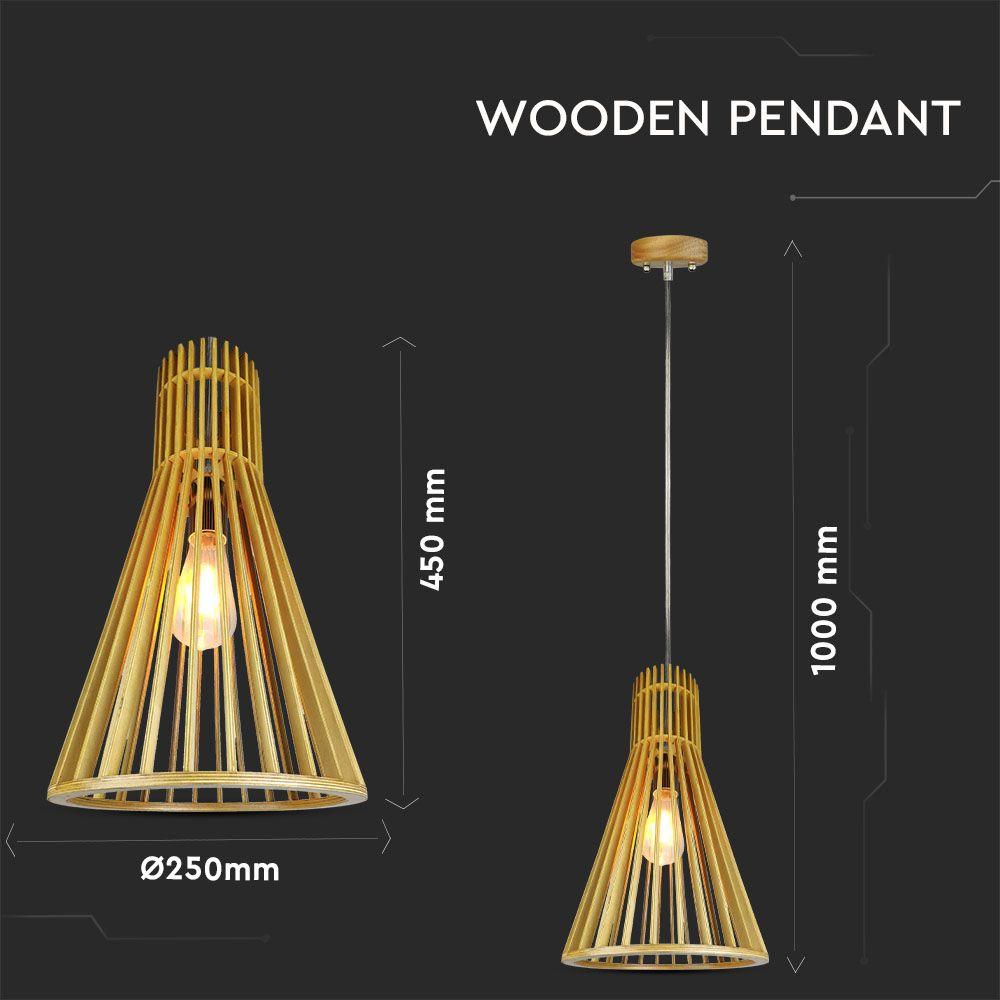 VT-2450 WOODEN PENDANT WITH CHROME DECORATIVE CAP-E27