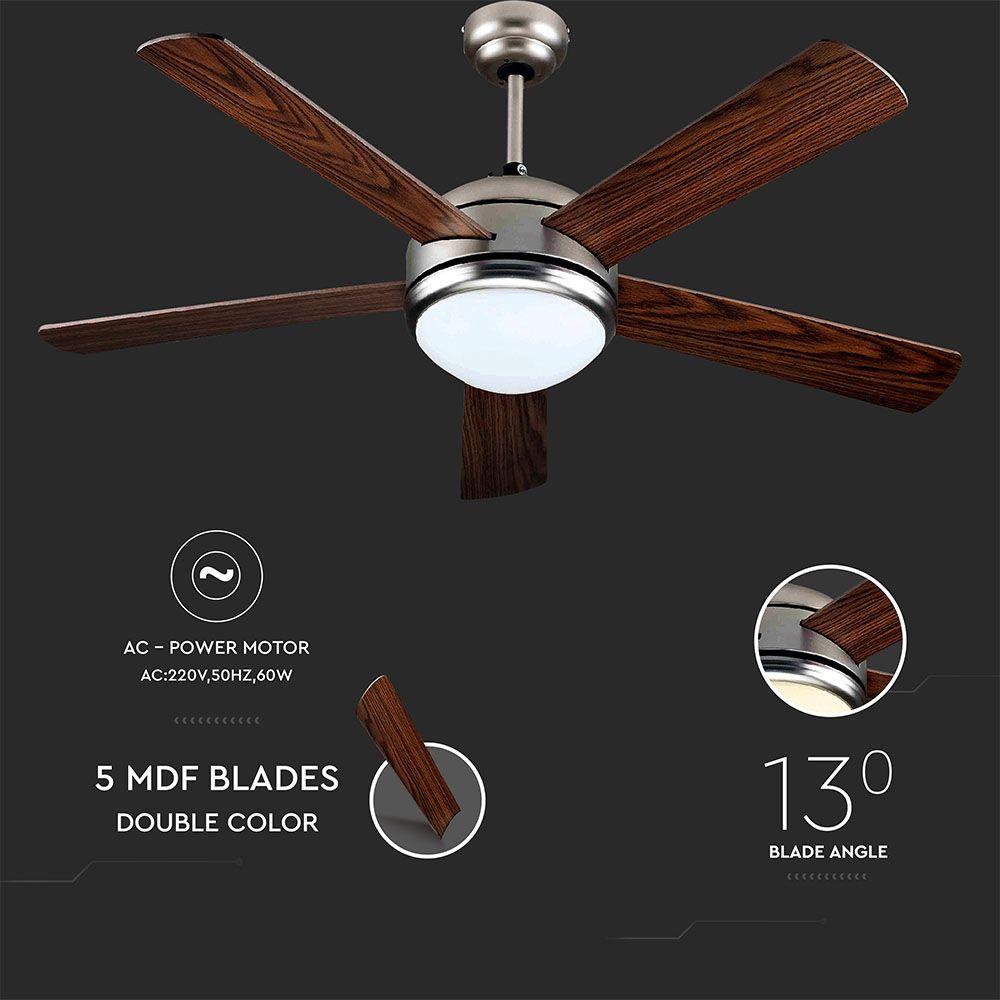 VT-6052-5 60W LED CEILING FAN WITH RF CONTROL-5 BLADES-AC MOTOR