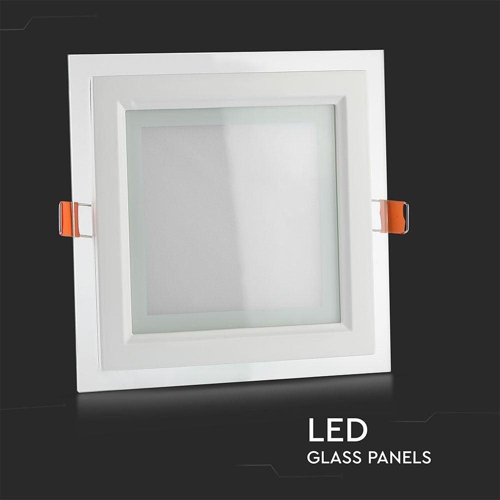 VT-1202G 12W GLASS LED PANELS 4000K SQUARE