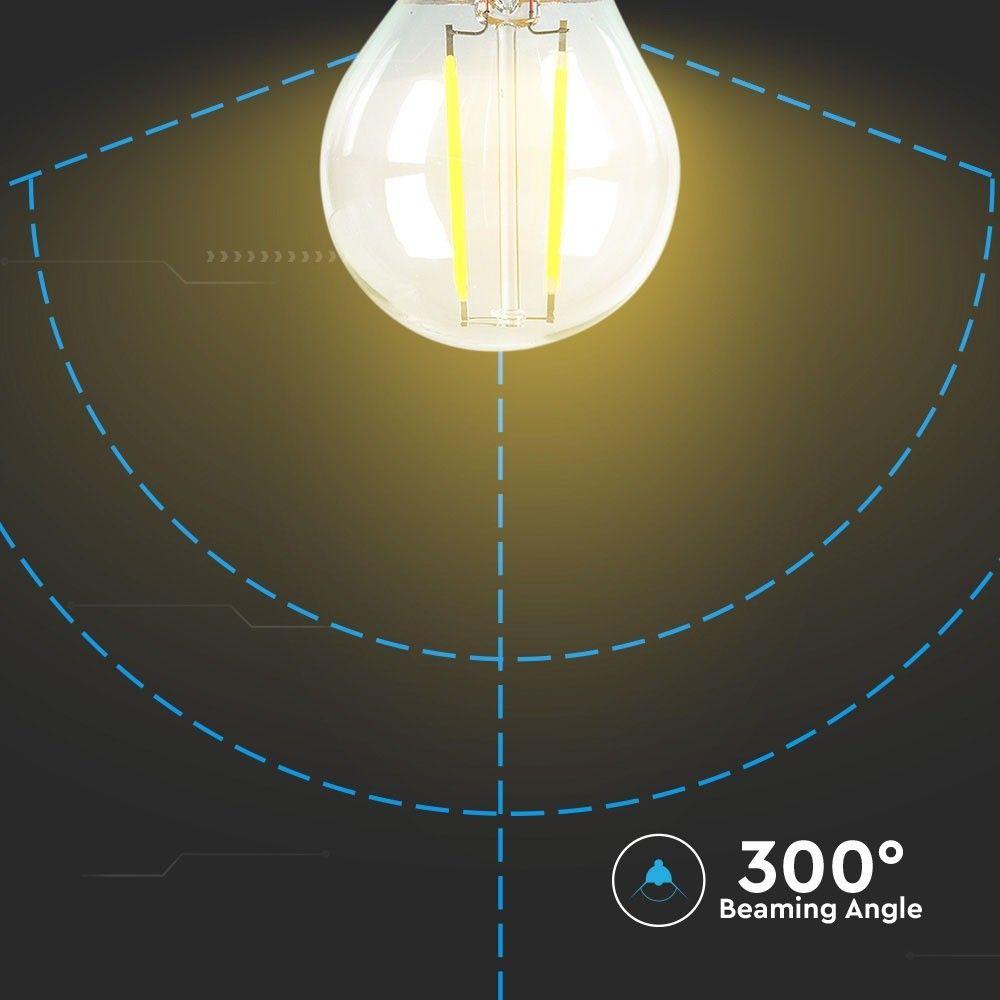 4W G45 Żarówka LED Filament, Klosz Transparentny, Chip SAMSUNG, Barwa:2700K, Trzonek:E27, VTAC, SKU 280