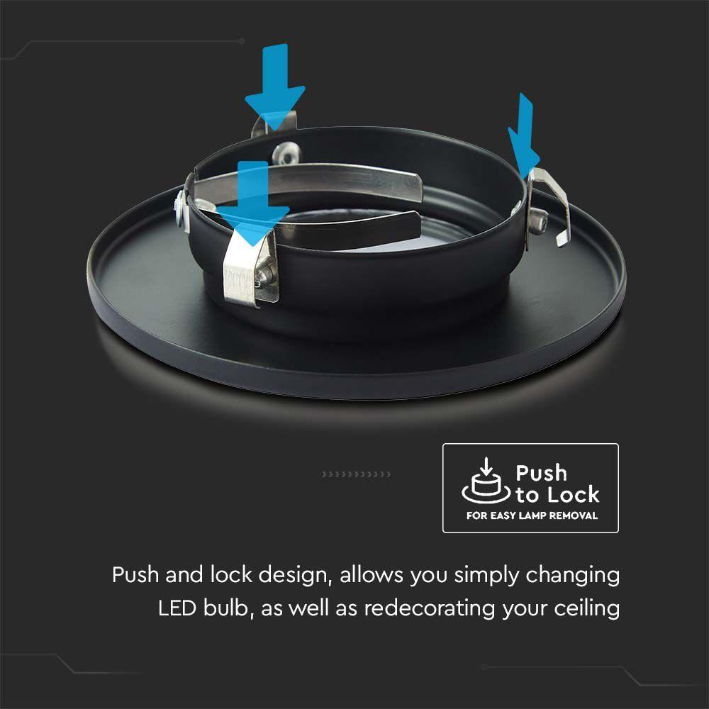 VT-703 BEZEL FOR FIRE RATED DOWNLIGHT PUSH & LOCK BLACK IP20 5PCS/PACK