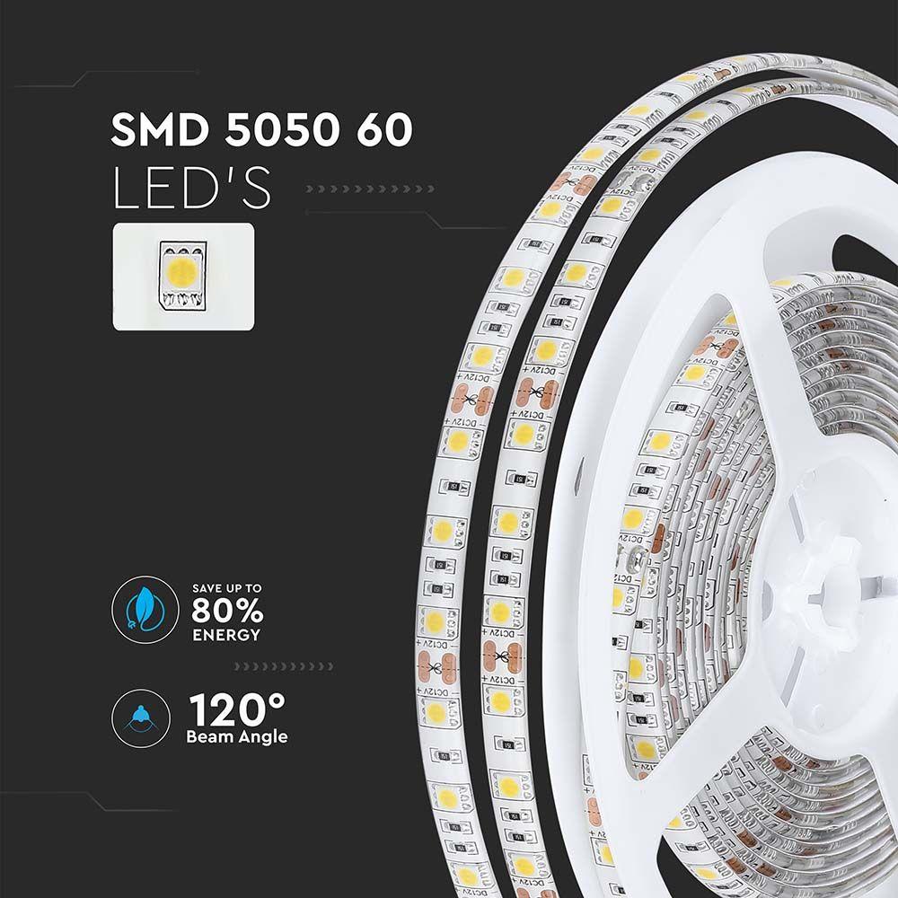 VT-5050 60 11W/M LED STRIP LIGHT 3000K IP65 (5M/ROLL)(PRICE PER M)