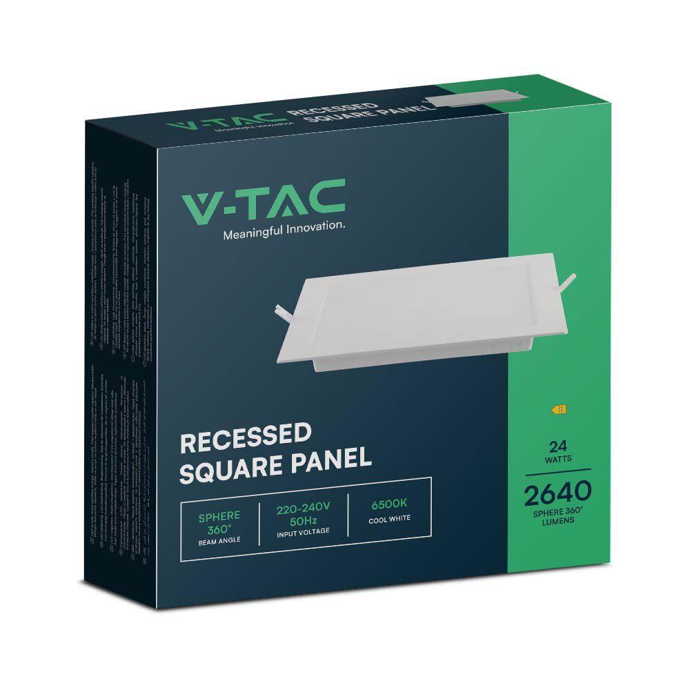 VT-61024 24W BACKLIT RECESSED PANEL 6500K SQ