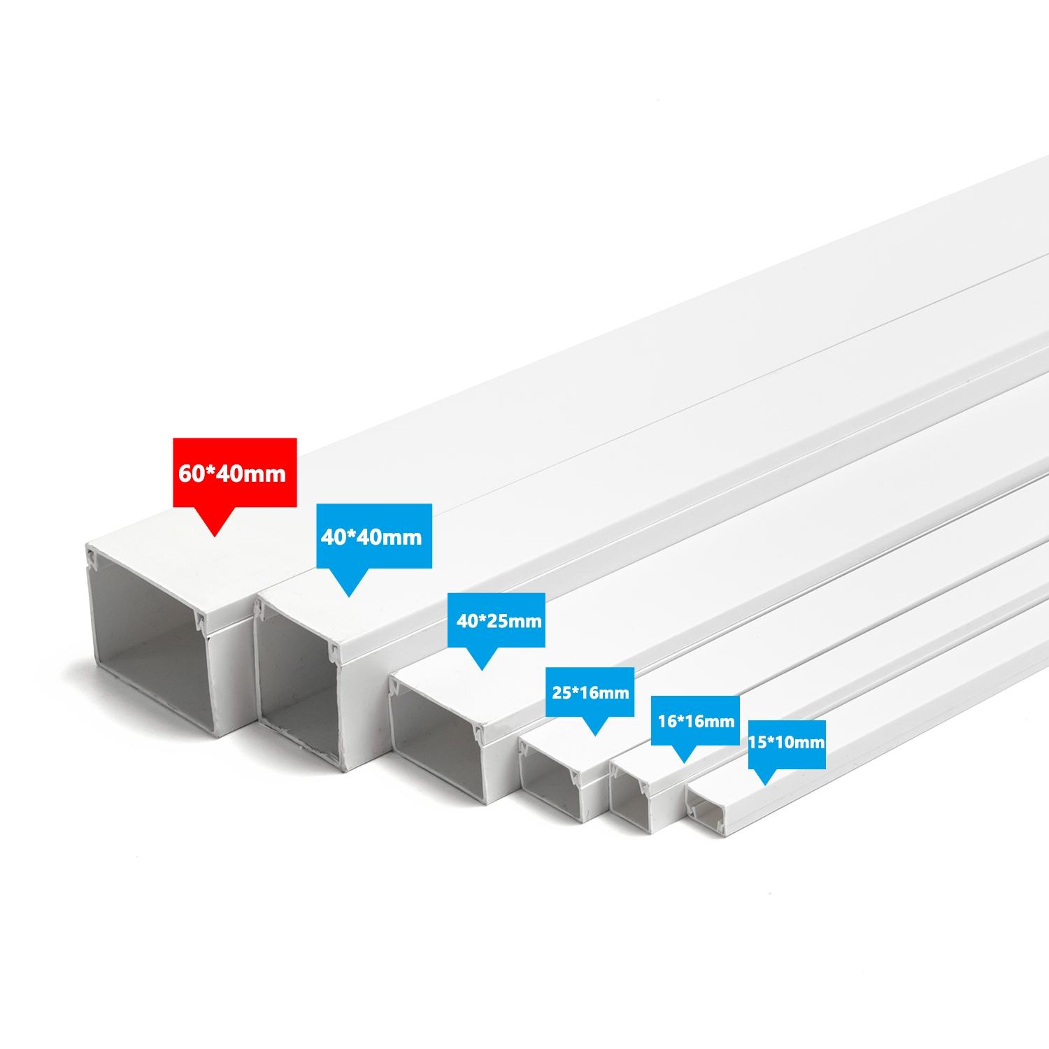 PVC white square trunking without adhesive backing L2000*W60*H40mm