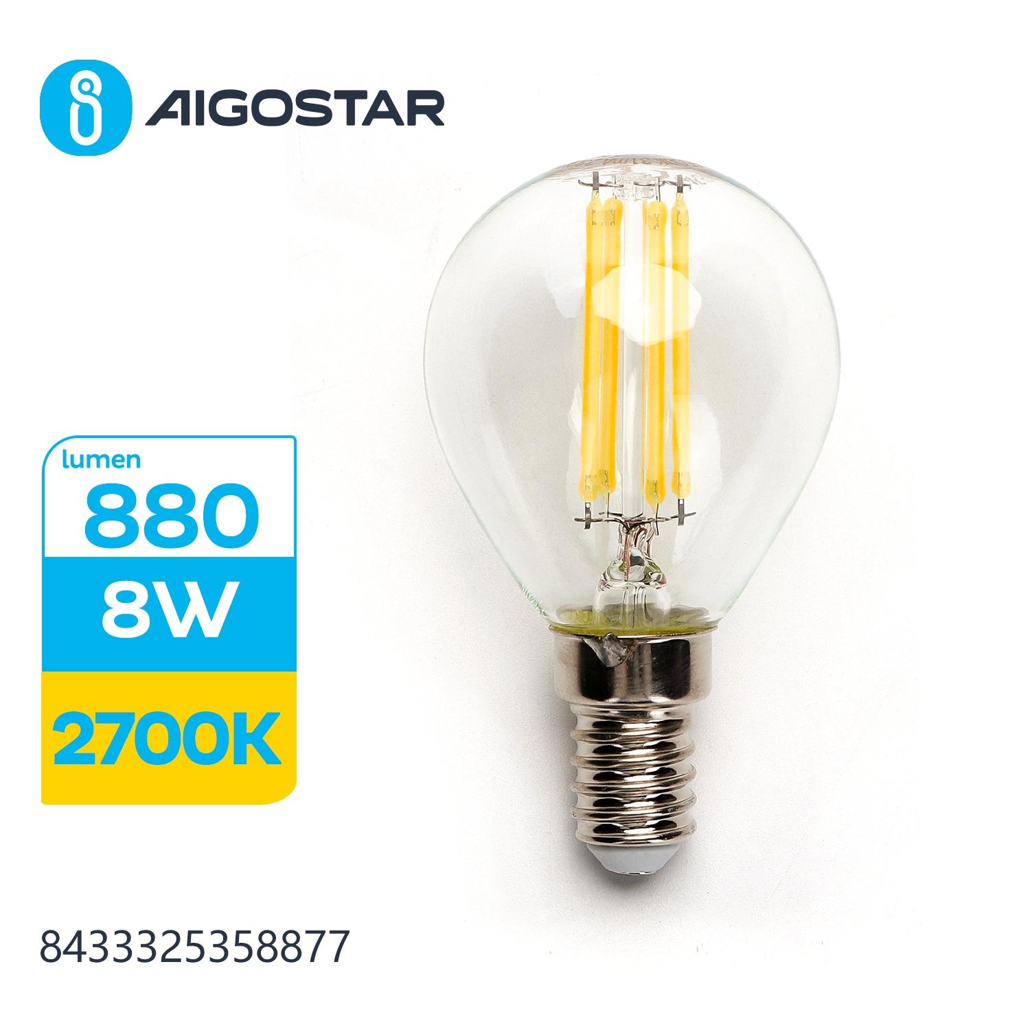 Żarówka LED Filament (Przezroczysta) G45 E14 8W