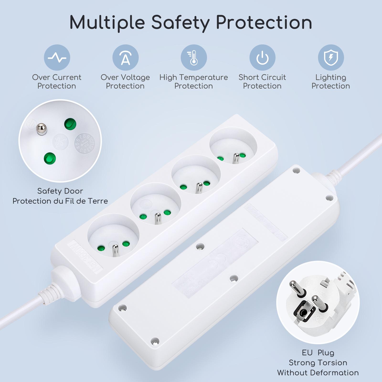 Power strips 4-way 5m H05VV-F 3G1.0m㎡ White