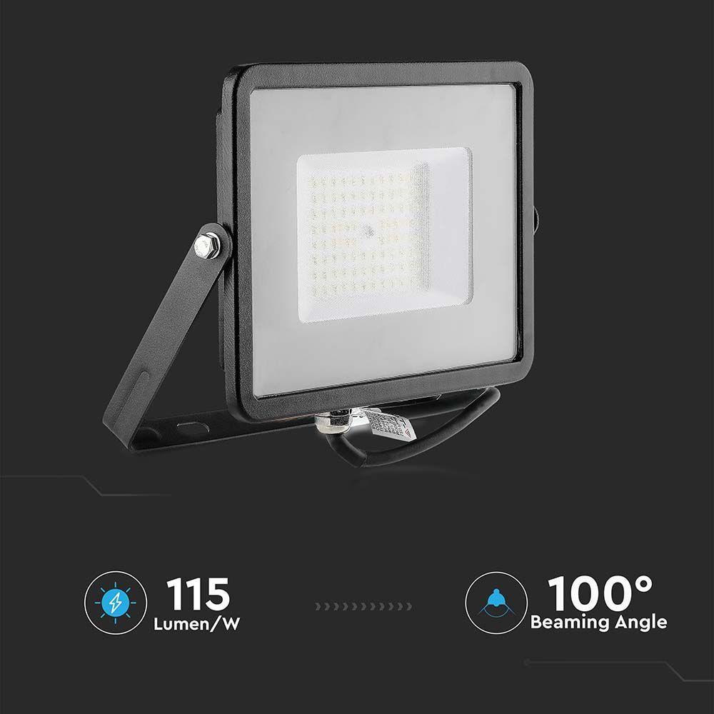 VT-56 50W SMD FLOODLIGHT SAMSUNG CHIP 6500K BLACK BODY GREY GLASS