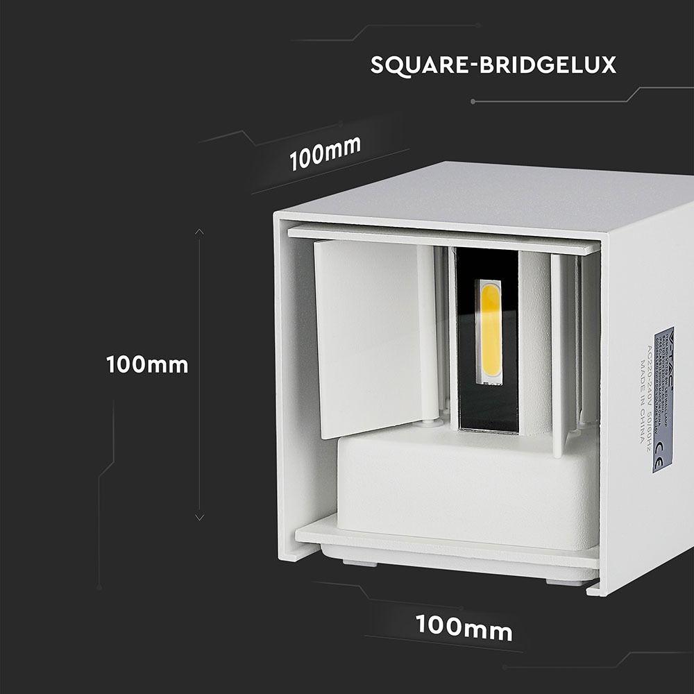 6W Kinkiet kwadrat LED, CHIP BRIDGELUX, Barwa:4000K, Biały, VTAC, SKU 7088