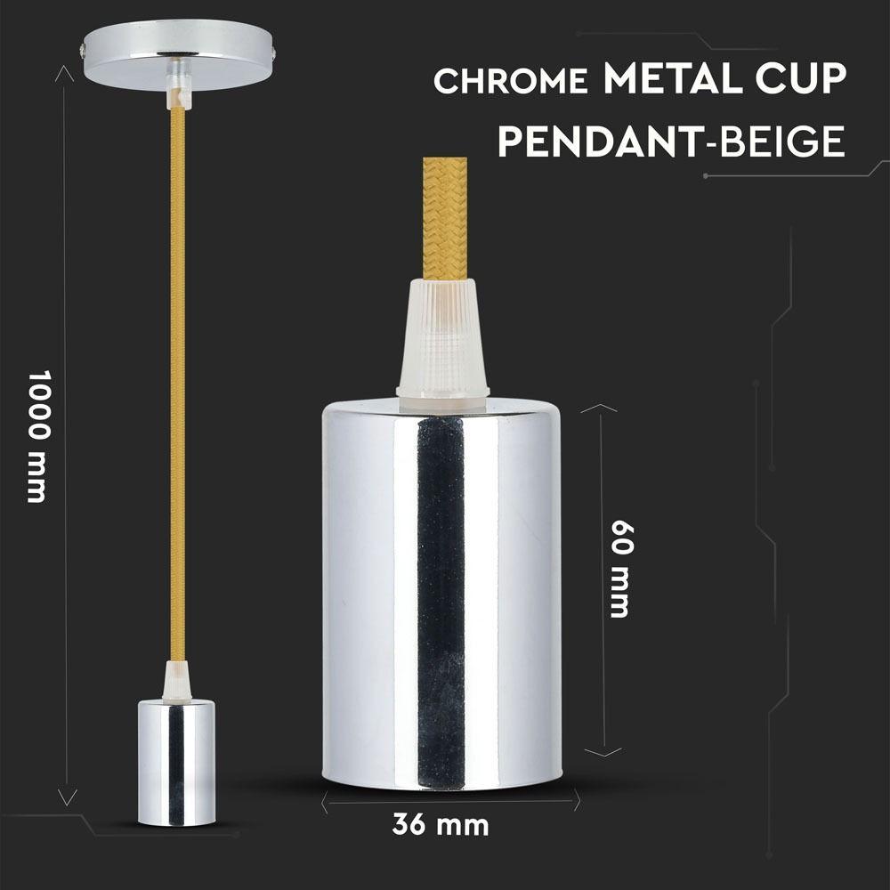 VT-7338 E27 CHROME METAL CUP PENDANT LIGHT-BEIGE