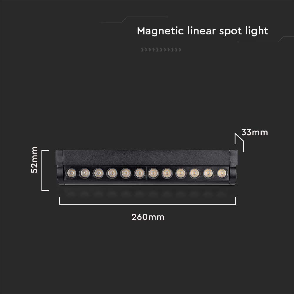 12W Lampa LED na szynoprzewód MAGNETIC regulowana, Barwa: 3000K, Obudowa: Czarna , VTAC, SKU 10261