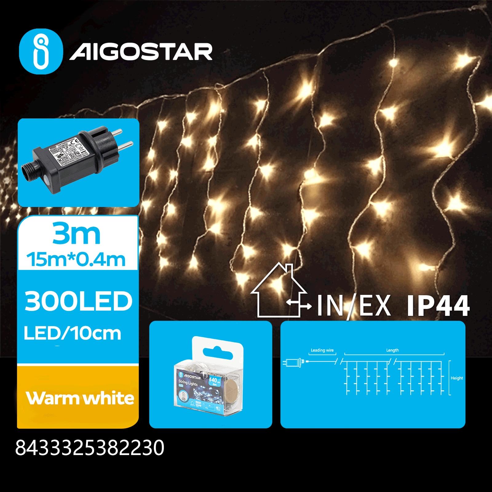 Low voltage icicle (flush) flat string lights, warm white, 3m