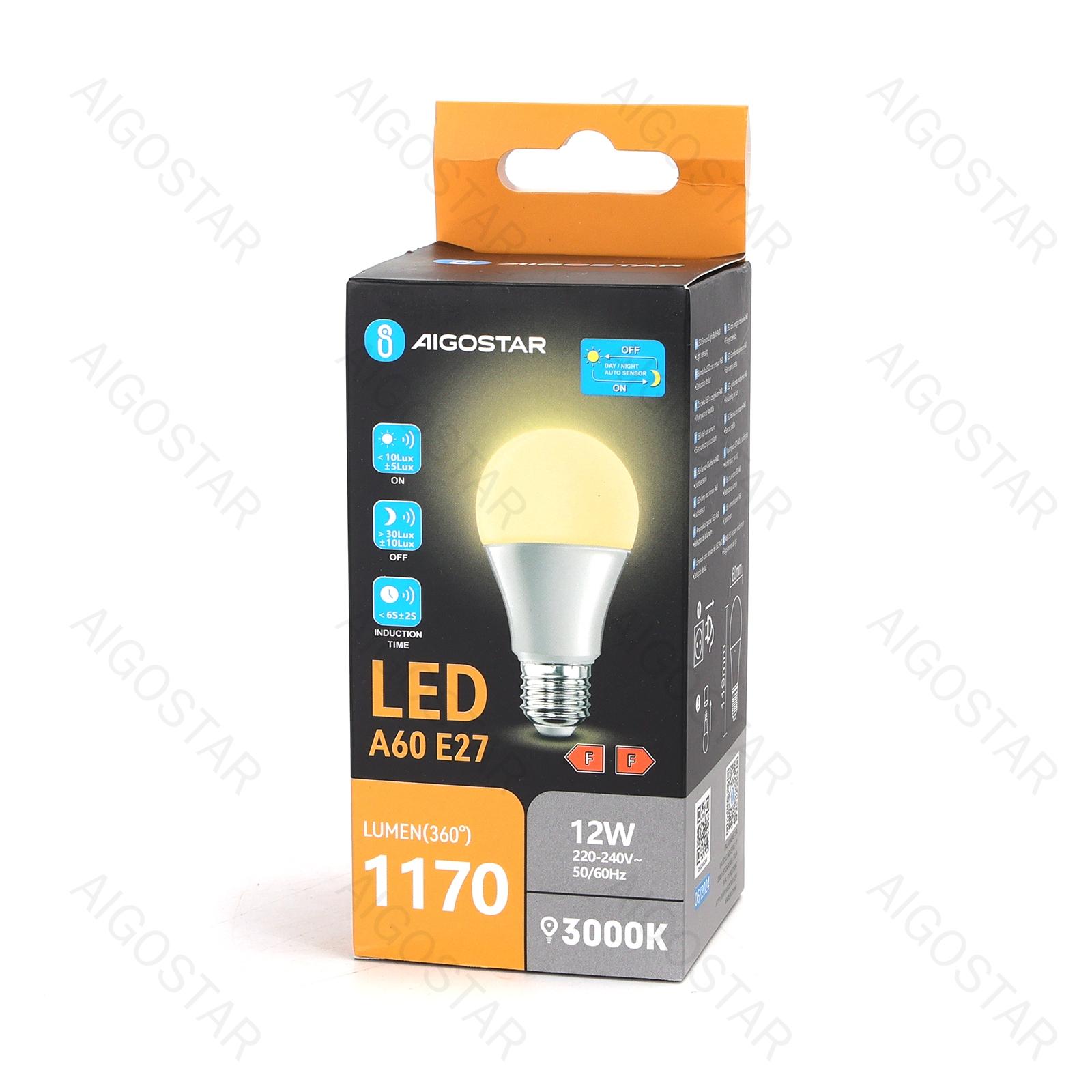 LED light sensitive induced bulb A60 E27 12W 3000K