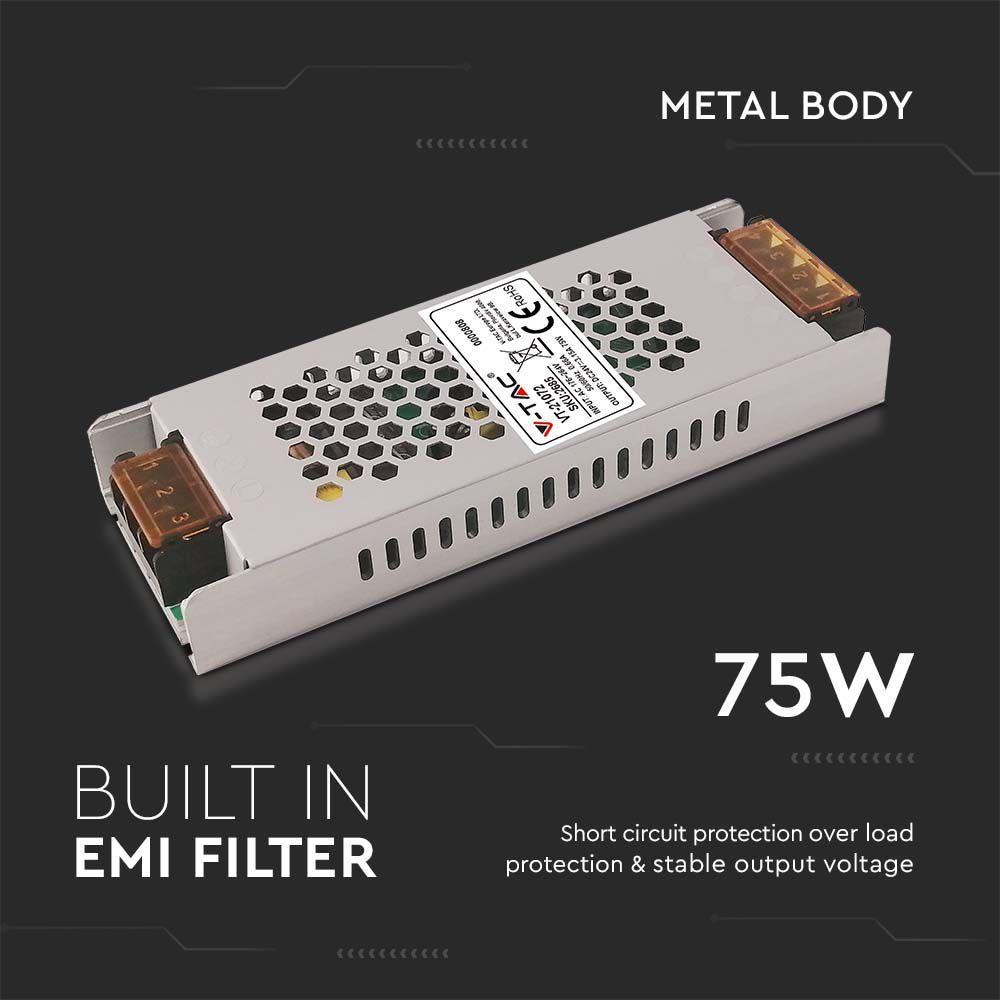 VT-21072 75W LED SLIM POWER SUPPLY 24V 3.15A IP20