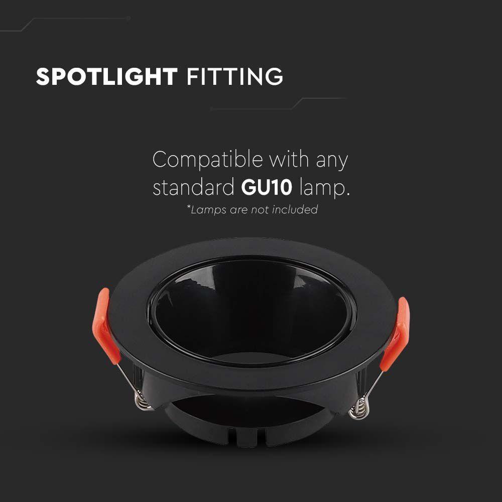 VT-931 GU10 FITTING ROUND BLACK FRAME+BLACK REFLECTOR