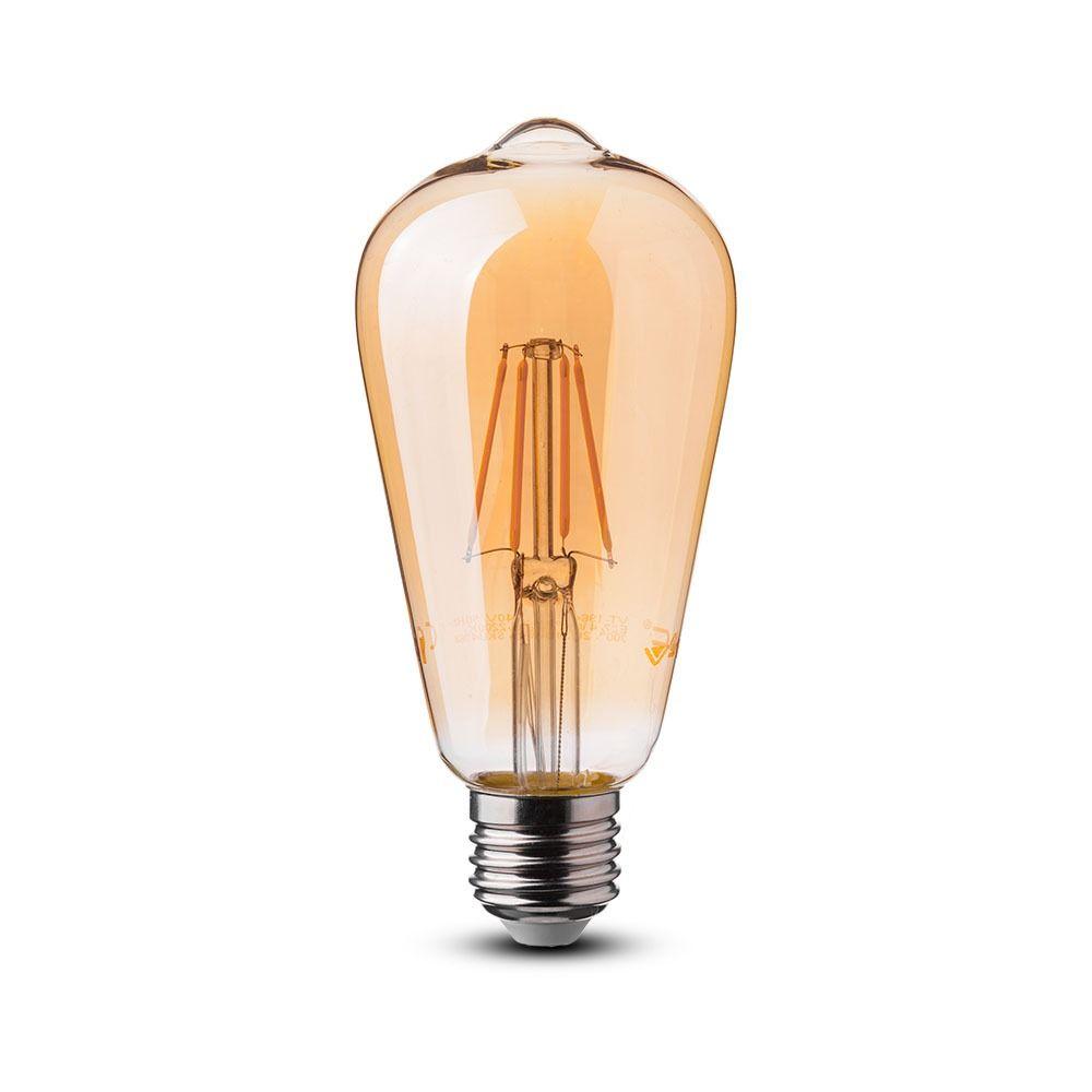 VT-1966 6W LED ST64 FILAMENT AMBER GLASS BULB 2200K E27