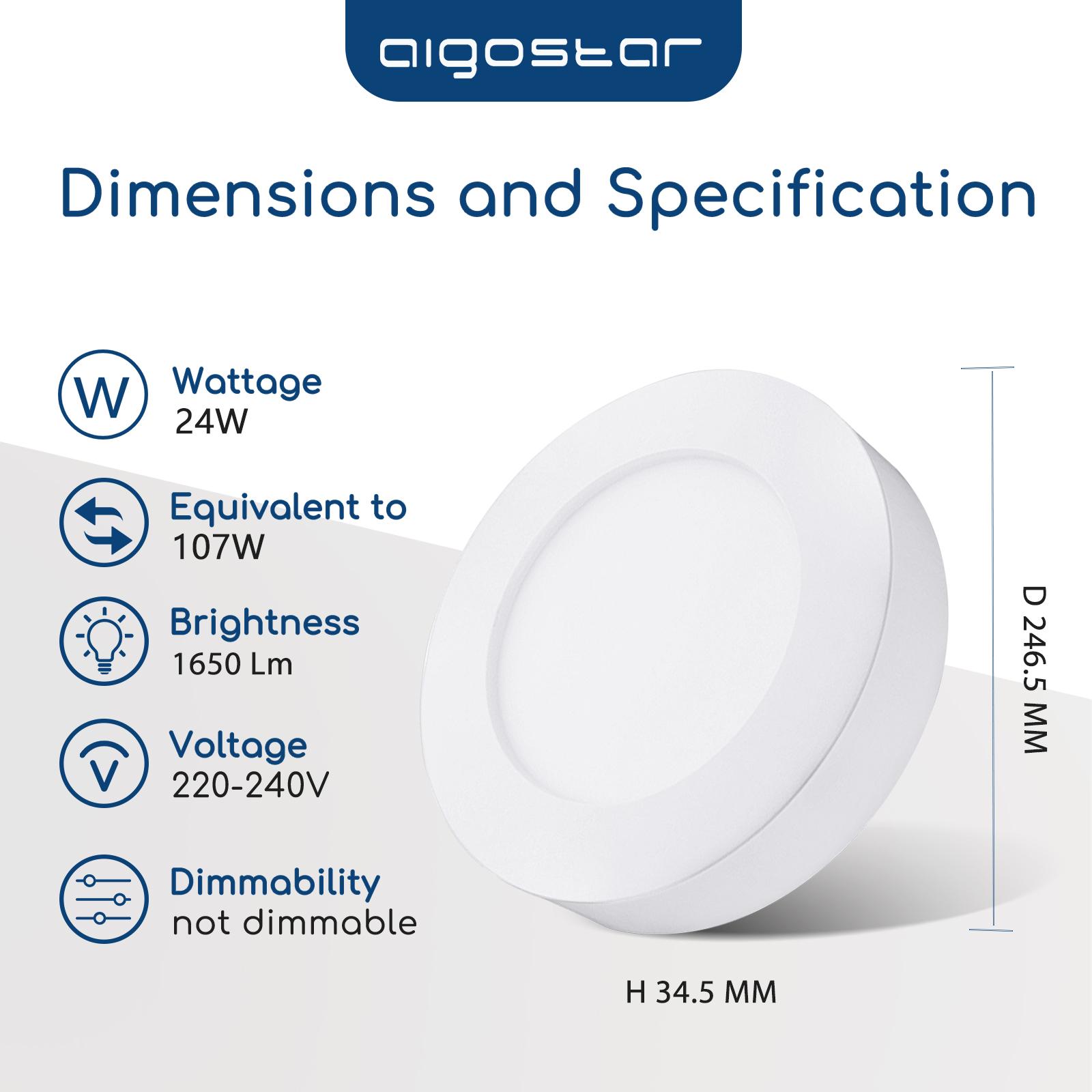 Downlight okrągły natynkowy LED 24W Żółte światło