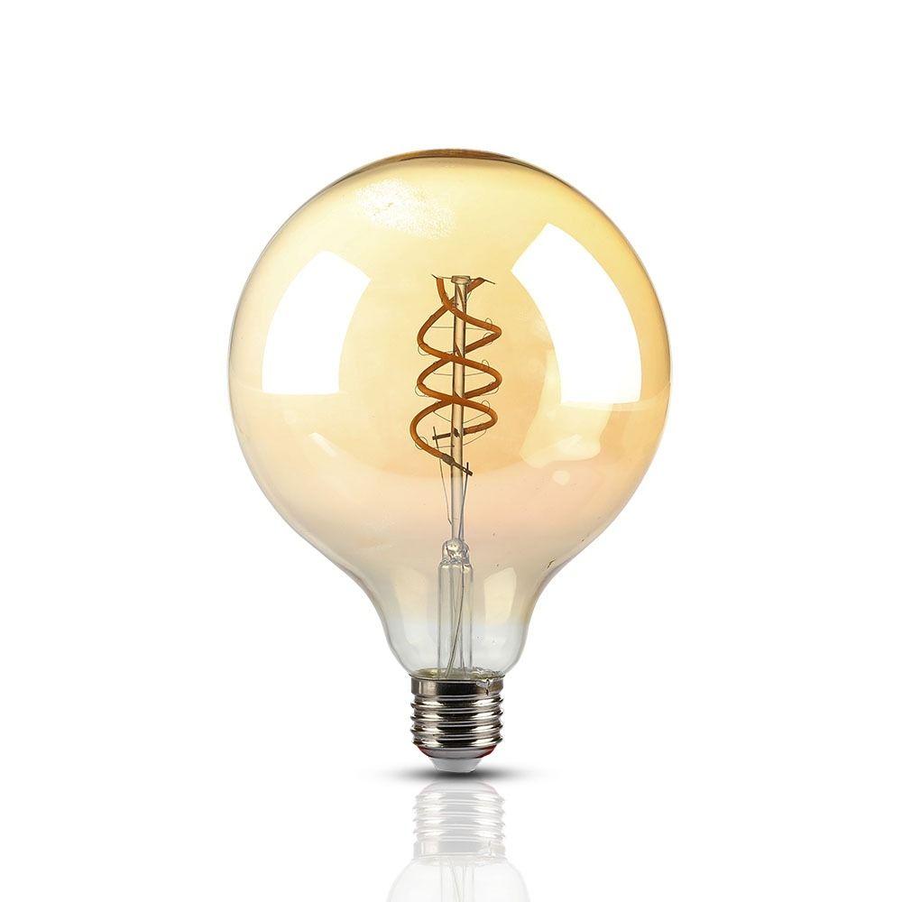 VT-2126 6W G125 LED DOUBLE SPIRAL FILAMENT BULB AMBER GLASS 2200K E27