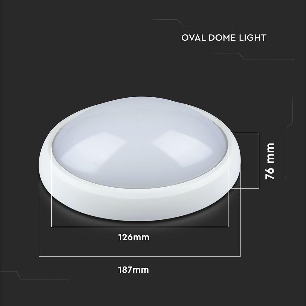 8W Plafon Owalny, IP54, Barwa:6400K, Obudowa: Biała, VTAC, SKU 1265