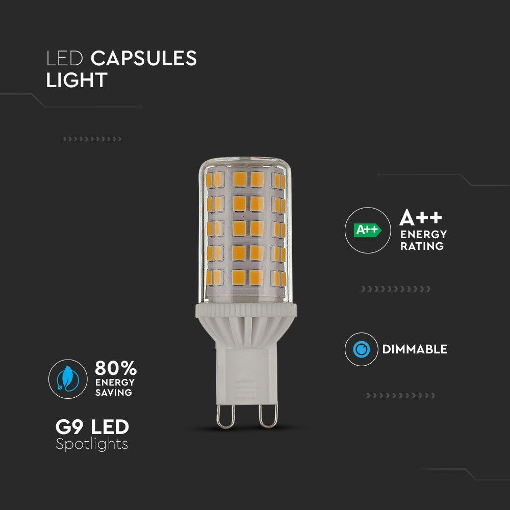 5W G9 Żarówka LED, Barwa:6400K, Ściemniana, Trzonek: G9, VTAC, SKU 7431