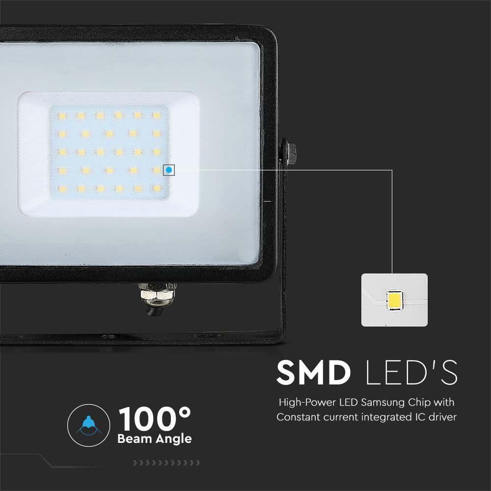 VT-30-1 30W SMD FLOODLIGHT SAMSUNG CHIP & 1M CABLE 6500K BLACK BODY