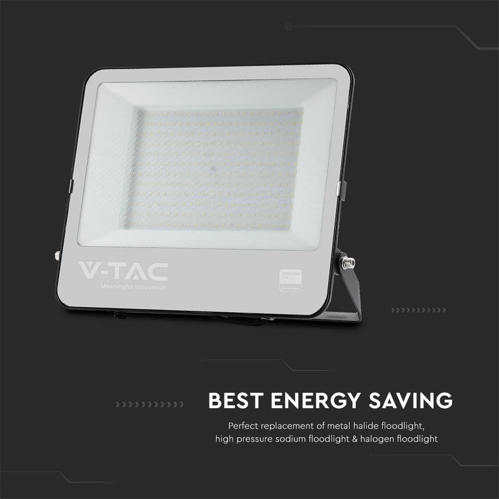 VT-44206 200W LED FLOODLIGHT 4000K BLACK BODY GREY GLASS 160LM/W