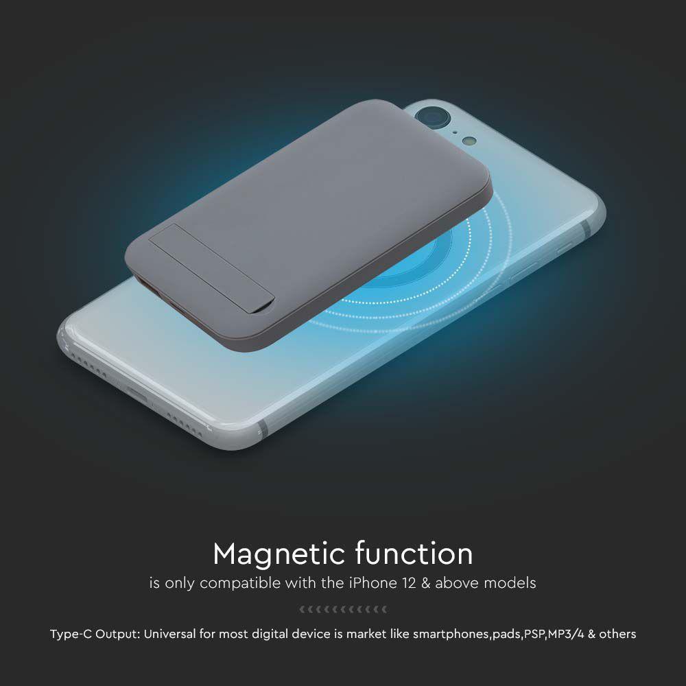 VT-3529 10000mah MAGNETIC WIRELESS POWER BANK WITH METAL RING-GREY