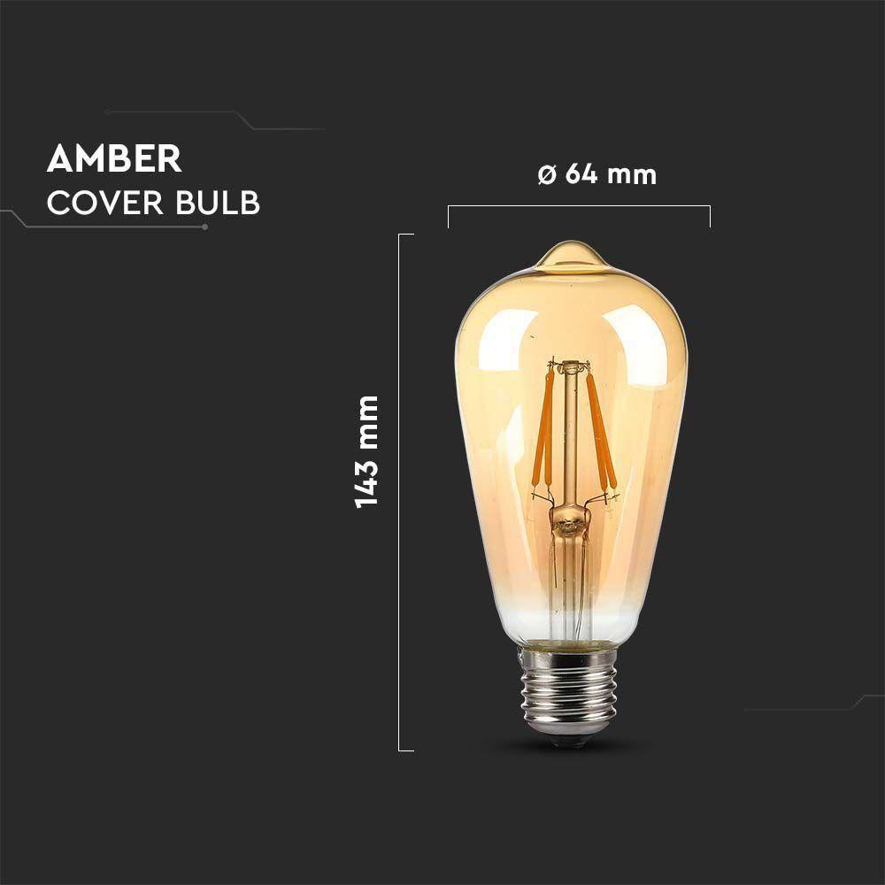 VT-1968 8W LED ST64 AMBER COVER FILAMENT BULB 2200K E27