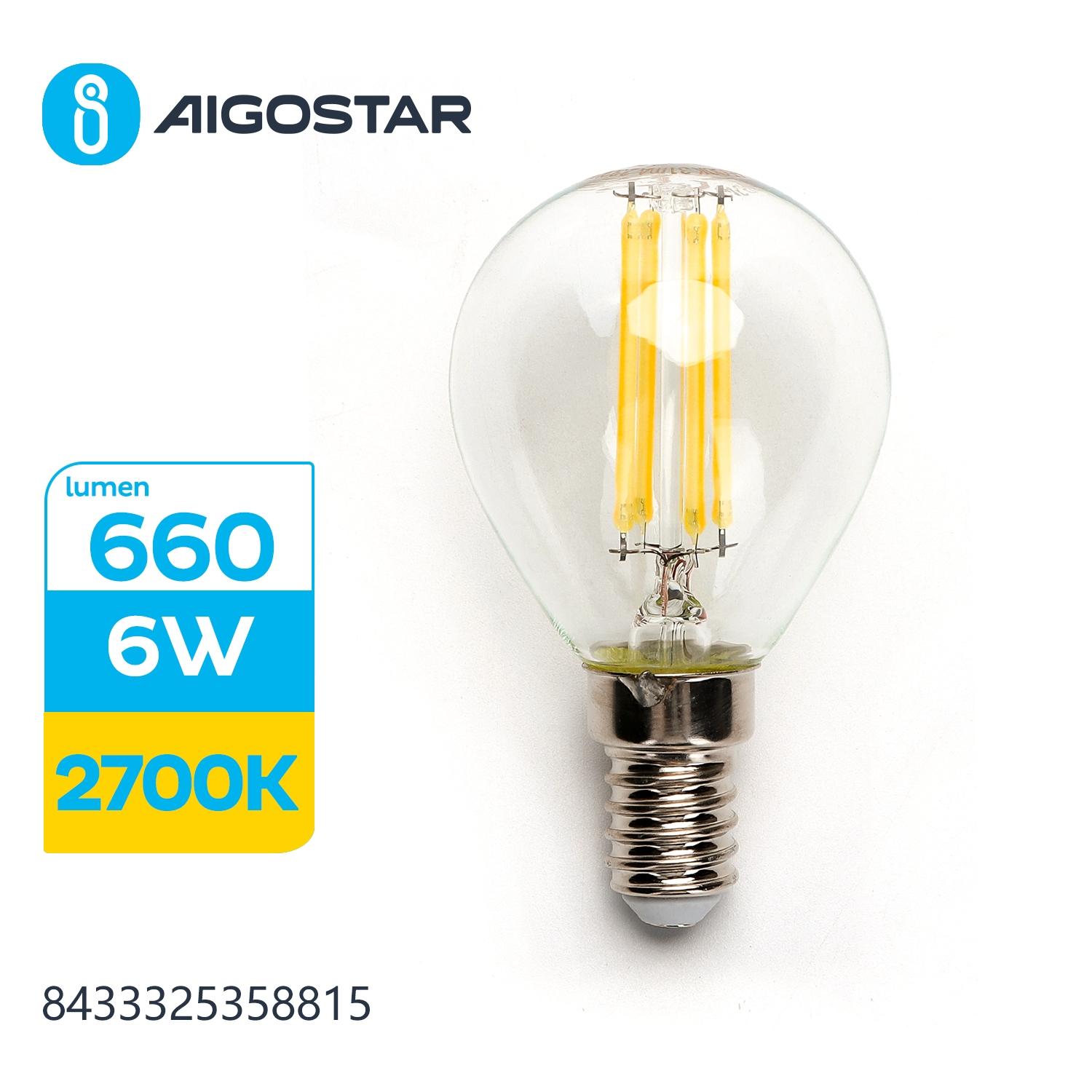 Żarówka LED Filament (Przezroczysta) G45 E14 6W