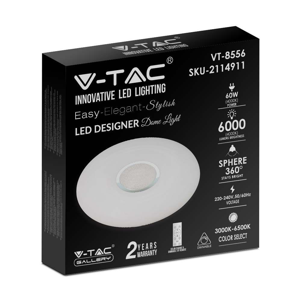 30W/60W/30W Dekoracyjny plafon LED, Barwa: 3w1, Ściemniany, Klosz z efektem diamentu, VTAC, SKU 2114911