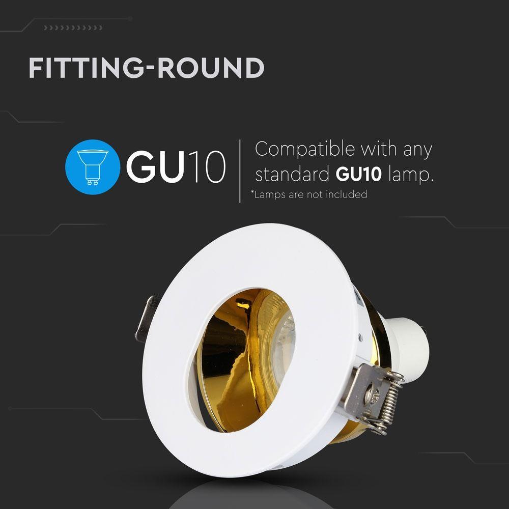 VT-874 GU10 FITTING ROUND-WHITE+GOLD