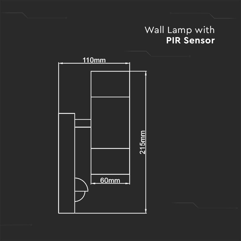 VT-7632S GLASS GU10 WALL FITTING SENSOR STAINLESS STEEL BODY(H:21.5CM) 2 WAY IP44